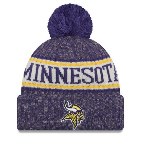 NFL Minnesota Vikings New Era Sport Knit Beanie Pom Cap - Picture 1 of 1